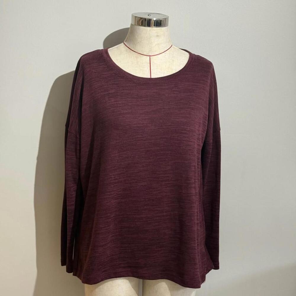 Lole Long Sleeve Open Back Knit Shirt Women's Size S Yoga Burgundy‎
